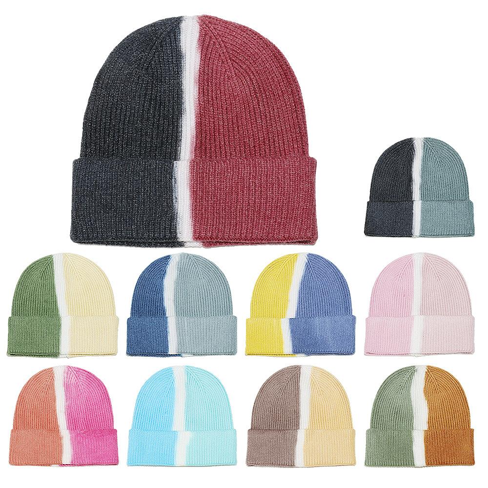 Temu winter hat children's splicing tie-dye wool hat outdoor casual versatile knitted hat 2025