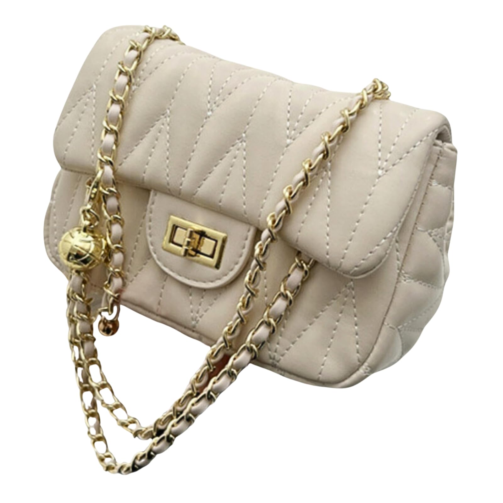 FARFADET Women s Pochette Shoulder Bag with Chain and Quilting, Crossbody Purse Pouch, Simple, Popular, Cute, Compact, Stylish, Elegant, and Cute for