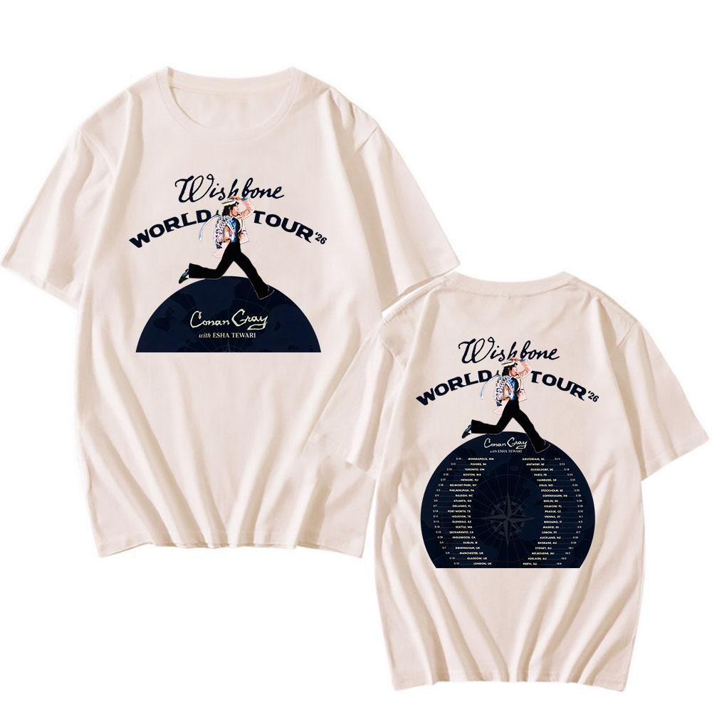 Wishbone World Tour 2026 Koszulki CONAN GRAY Modna Koszulka Krótki Rękaw Luźna Bawełniana Koszulka Streetwear Unisex Koszulki
