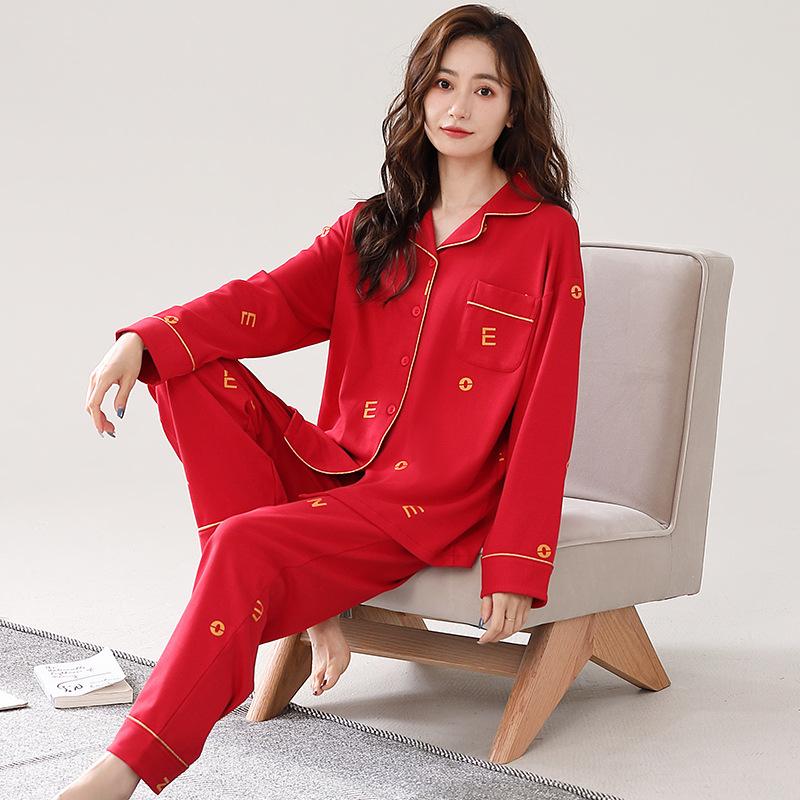 Pajamas women's spring and autumn pure cotton long-sleeved 1011 new autumn women's large-size loungewear cotton thin cardigan set