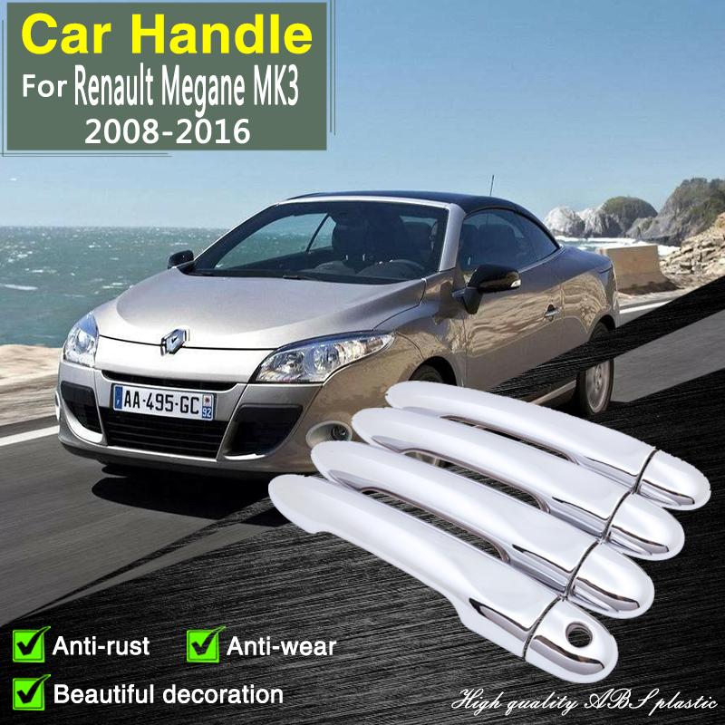 BGY1 for Renault Megane 3 MK3 Scala 2011 2008~2016 Gt Line Chrome Door Handle Accessories Cover Car Rustproof Stickers Trim Styling