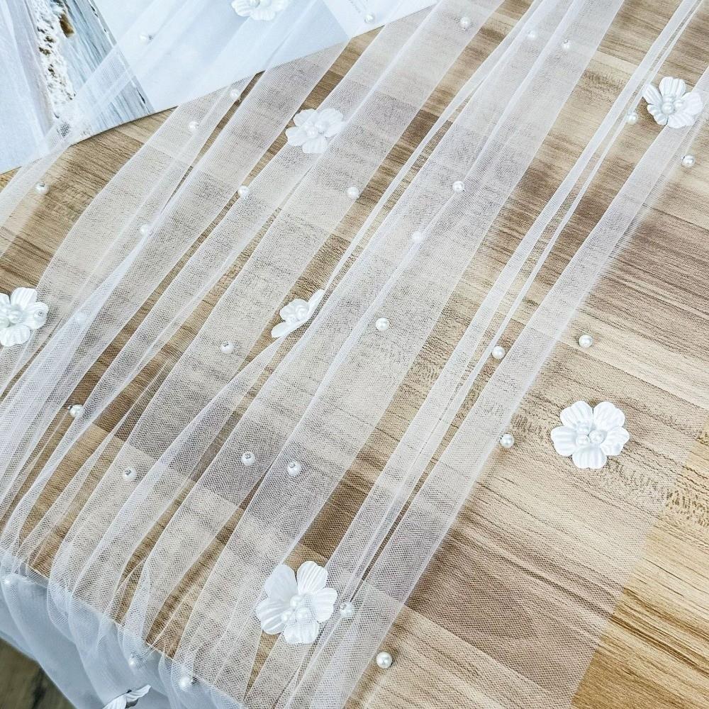 Pearl Embellishments Flower Pearl Tablecloth Elegant Tulle Fabric Tablecloth  Bridal Shower