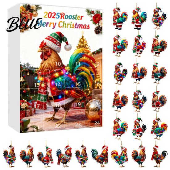 Children Christmas Calendar Windows Holiday Box Multifunctional 24-Day Countdown Chicken Advent with Easy-Open Decoration Family