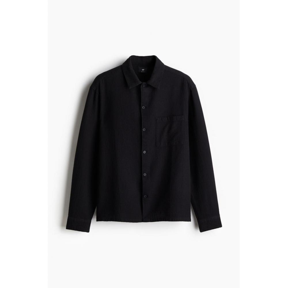 H M Textured sHirt Regular Fit Black