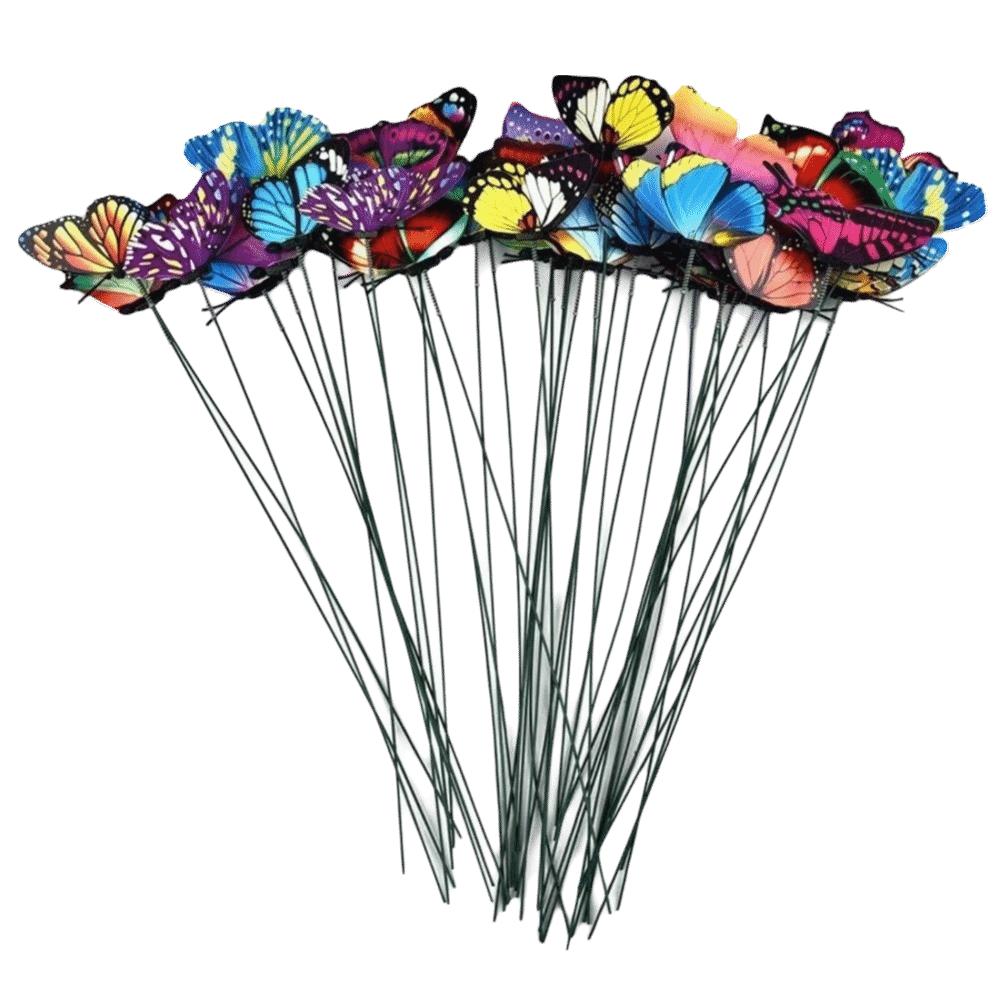 10pcs Colorful Butterfly Stakes Sweet Artificial Butterfly Butterfly Decor Lawn Decoration 10pcs Random