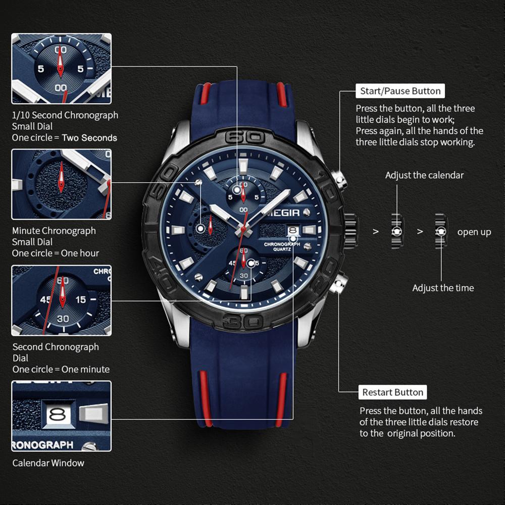 MEGIR Fashion Sport Men Watch Relogio Masculino Brand Silicone Military Watches Clock Men Quartz Wrist Watch Hour Time Saat