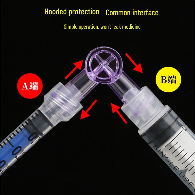 Kangpuwo Medical Hyaluronic Acid Solution Two-Way Valve Conversion Connector with Universal Screw Thread and Flat Mouth