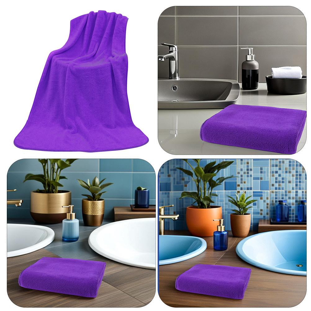 Microfiber Bath Wrap Large Quick Dry Lightweight Soft Absorbent Dark Purple for Swimming Spa Beach Camping 70x140cm
