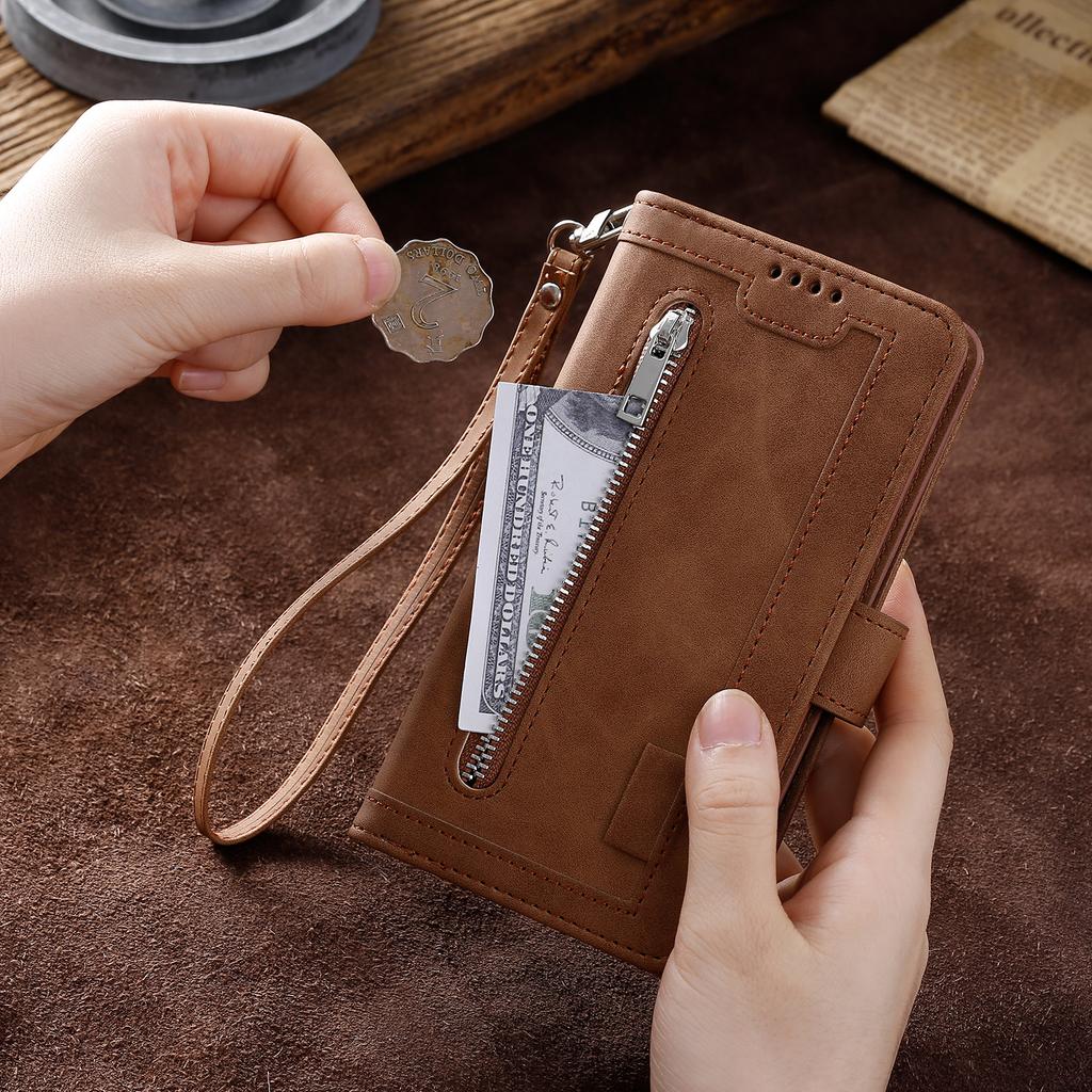 Multicard Solt Zipper Flip Leather Wallet Case For iPhone 14 15 Pro Max 13 12 Mini 11 SE 2025 X 6 6s 7 8 Plus XR XS Book Cover