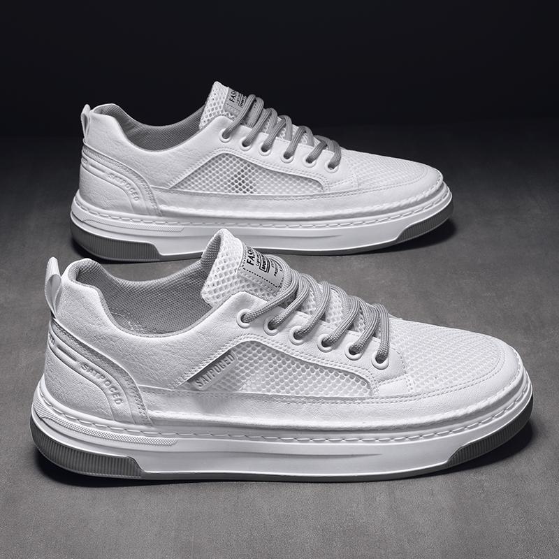 Men's shoes 2025 new explosion summer breathable deodorant mesh hollow mesh small white board shoes men's sports and leisure network