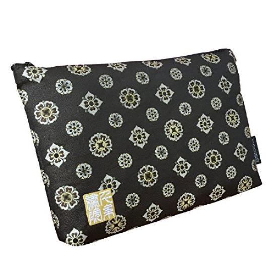 Senshishuin Nishijin Brocade Stamp Book Case with Shokura Hanabishi Crest Pouch/Shrine (Lined) (Large)