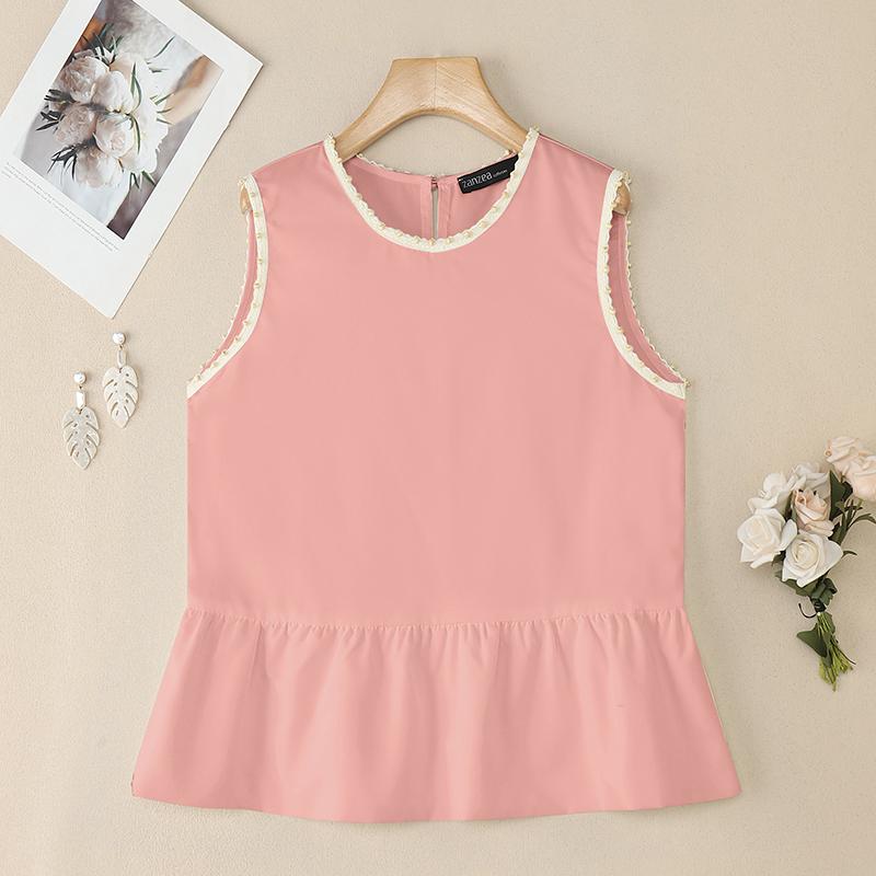 

ZANZEA Женские летние повседневные майки без рукавов с круглым вырезом 5XL розовый