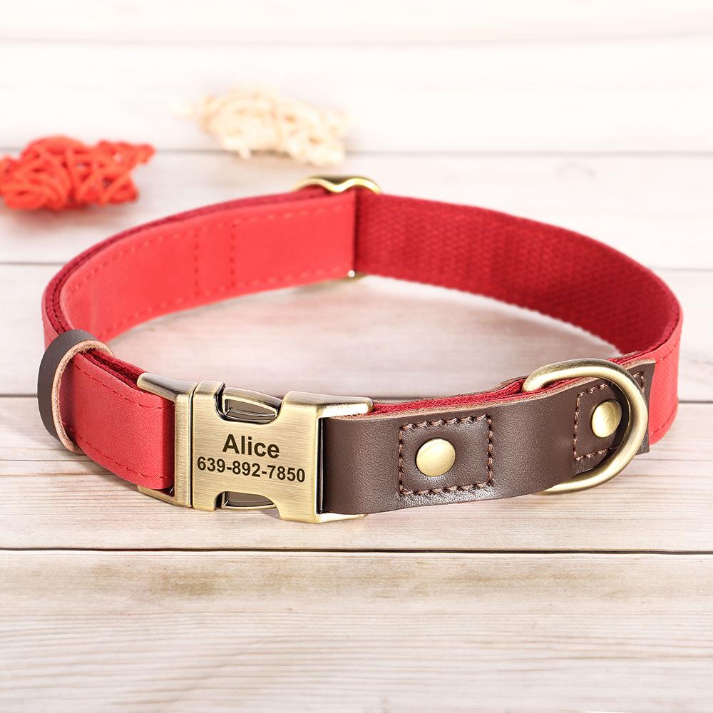 

Personalized Dog Collar Leash PU Leather Dog Collars With Walking Lead Rope Free Custom Pet ID Necklace for Small Large Dogs Pug S