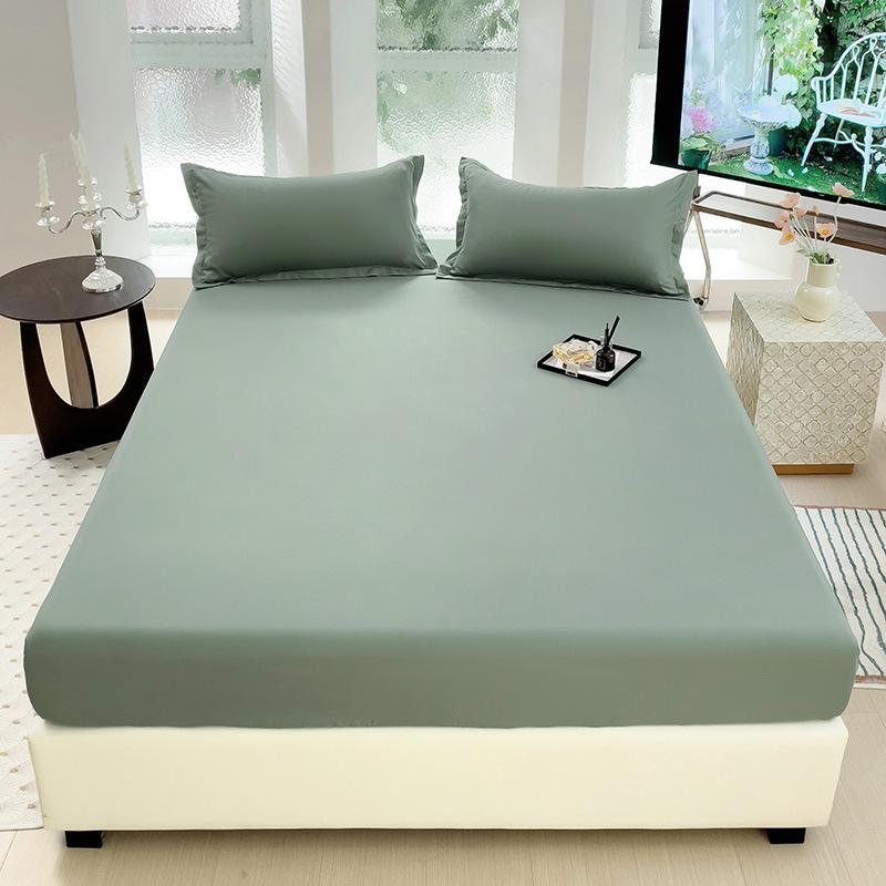 Four Seasons Skin-friendly Washed and Brushed Solid Color Pillowcase Protective Cover Double Fitted Sheet Taiwan Bed Bag