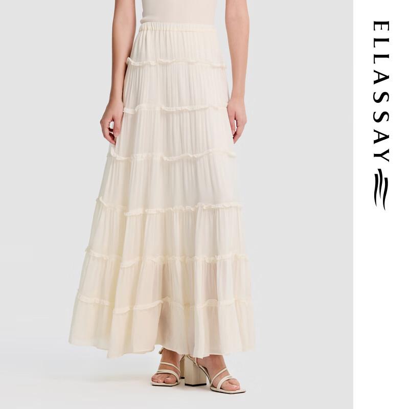 ELLASSAY Ruffled A-Line Midi Skirt M