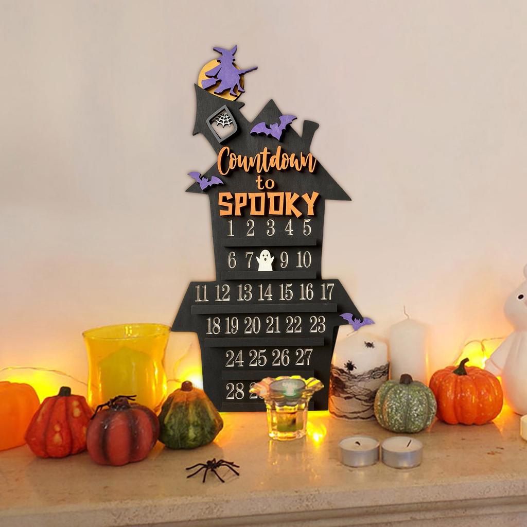 Advent Calendar Halloween Countdown Calendars Wood Coffin Christmas Table Calendar Ornament Table Planner Party Supplies