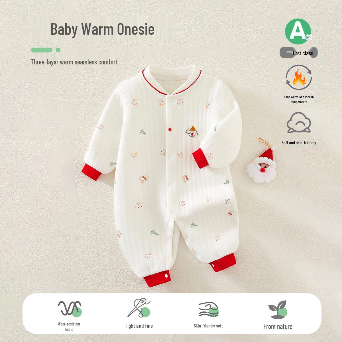 

Unisex Baby Quilted Cotton Jumpsuit: Warm Three-Layer Design for Spring, Autumn, and Winter Crawling at Home Size 66 (suitable for 10-14 jin)