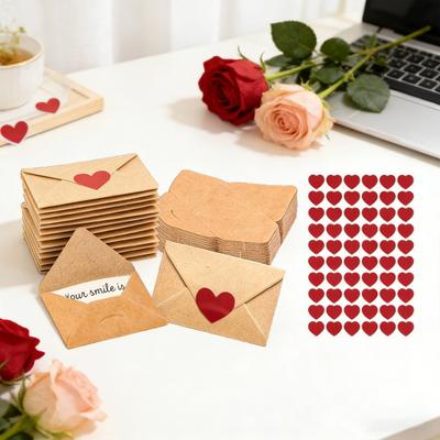 30/60 szt. Mini karteczki z miłosnymi wiadomościami z kopertami DIY Małe karteczki z miłosnymi wiadomościami Naklejka w kształcie serca Walentynki Romantyczne Dla chłopaka dziewczyny pary Dla niego dla niej Prezenty