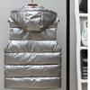 New Men  Sleeveless Padded Jacket Men Shiny Hooded Slim Casual Winter Vest for Men Short Vest Waistcoat Plus Size 5XL