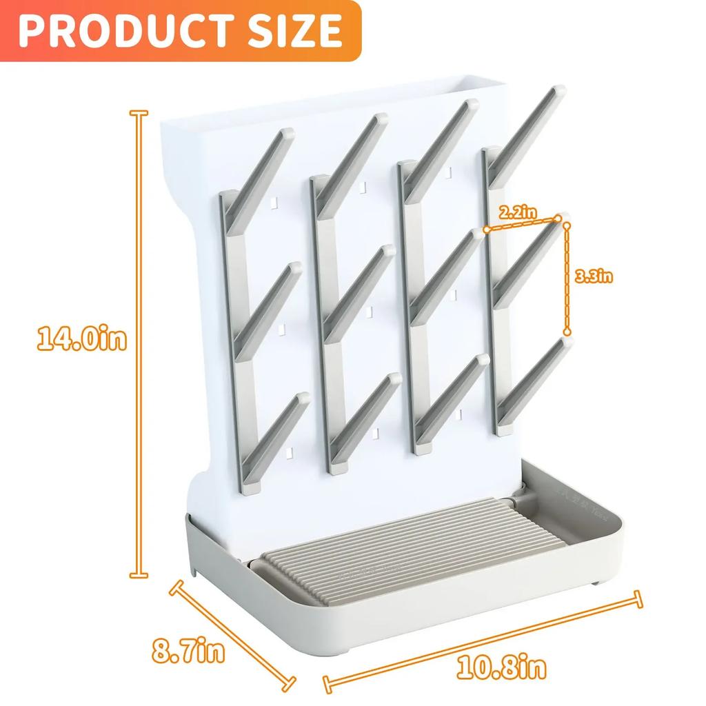 Baby Bottle Drying Rack Vertical Bottle Dryer Rack Holder Organizer Space Saving Standing Drying Rack for Baby Bottles and Cup