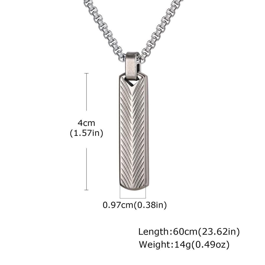 Geometric One-Word Strip Titanium Steel Stainless Steel Batch Flower Square Strip Pendant Necklace Men'S, Quanxi Water Jewelry Pn2071