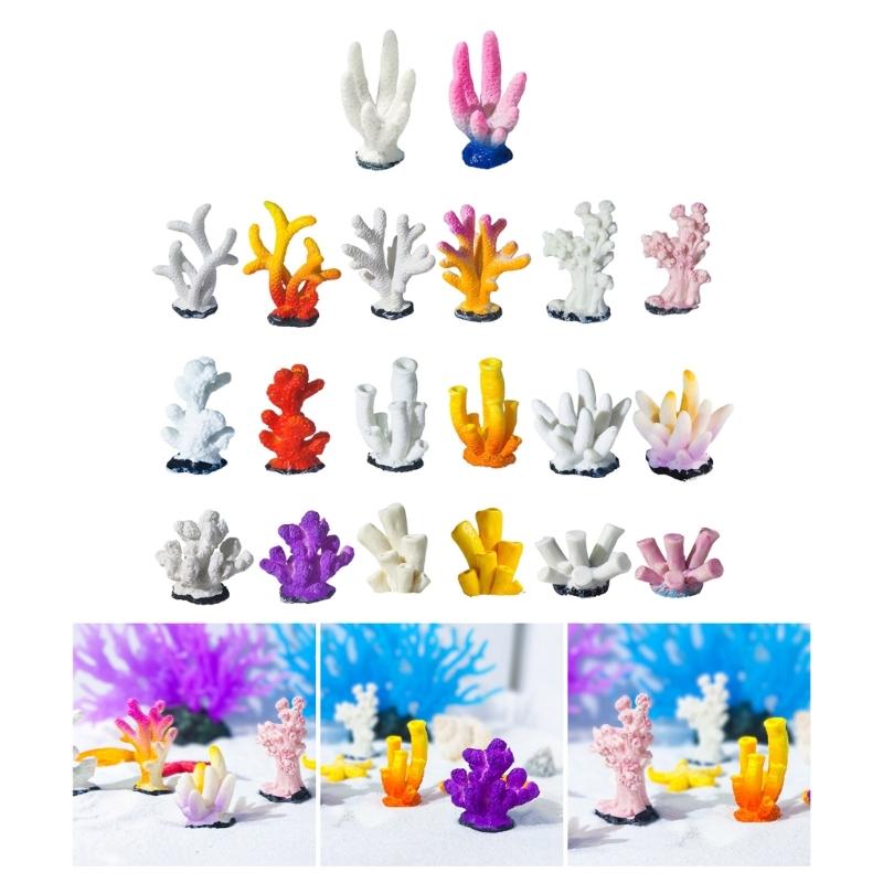 10pcs Colorful Artificial Corals Reef Decoration Simulation Corals Landscape for Bettas Fish Tanks Lovely Styles