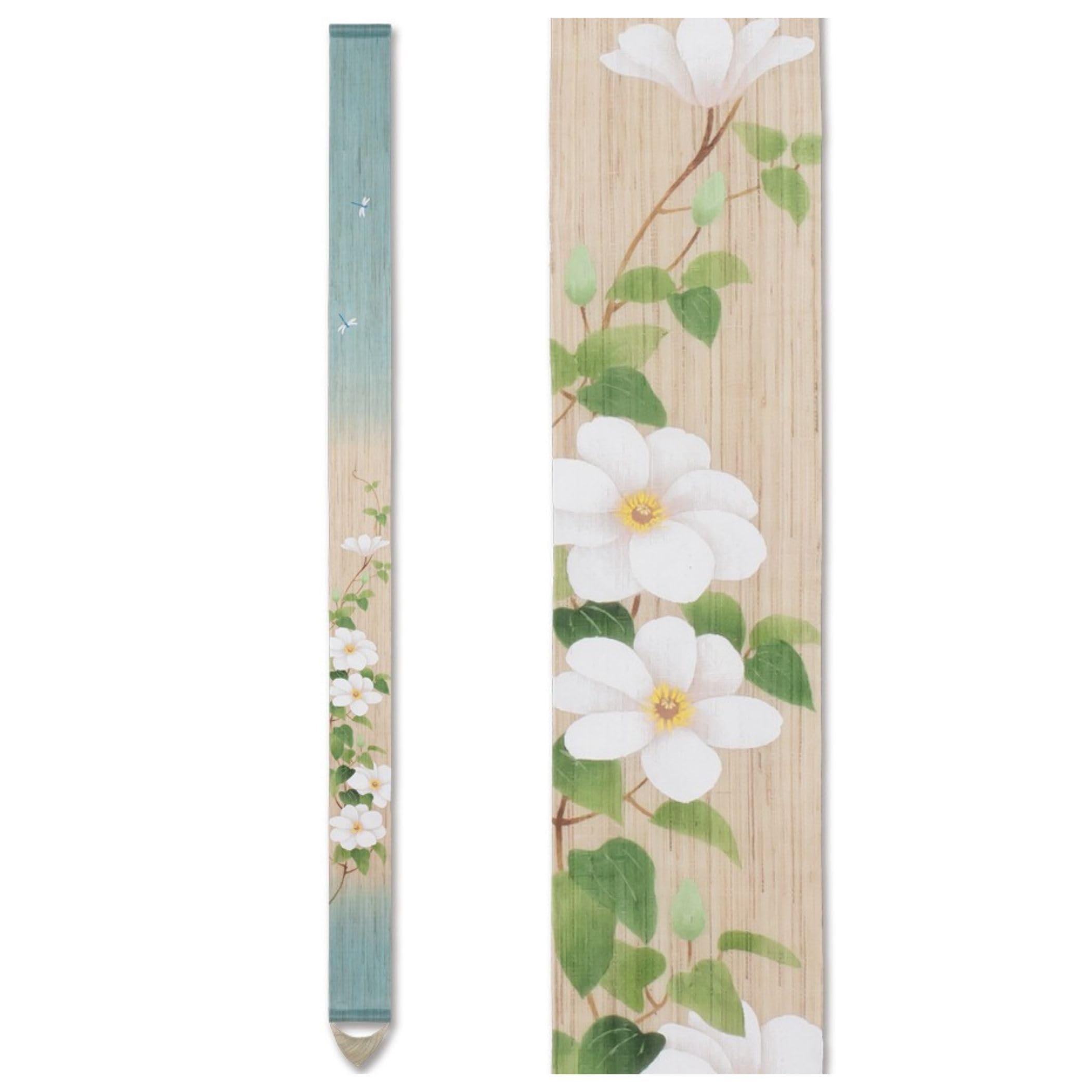 Kyoto Rakushian Narrow Tapestry White Luciere Japan 10 x 170 cm Linen Fabric Tapestry Hanging Scroll Interior Display Japanese Modern [Large Clematis]