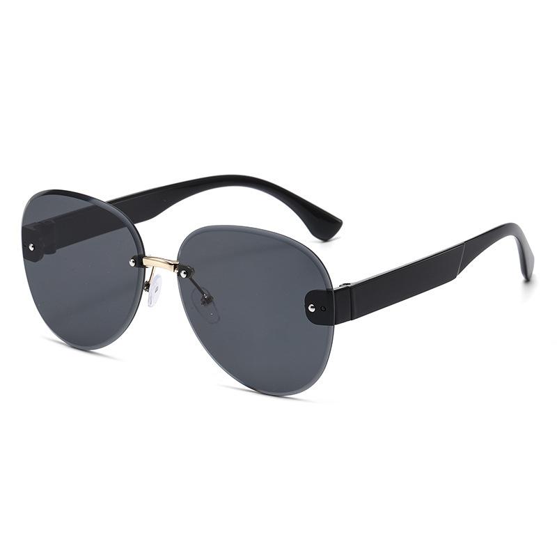 Sunglasses Frameless Ladies, Sunglasses Uv Protection Large Frame Toad Glasses Fashion Ins Street Shooting