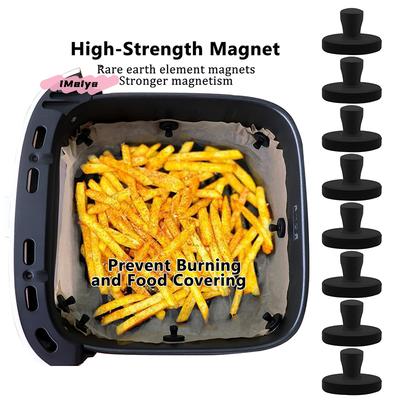 8Pcs Reusable Air Fryer Magnetic Silicone Clips Buckle Parchment Paper Holder for Kitchen AirFryer Cooking Accessory