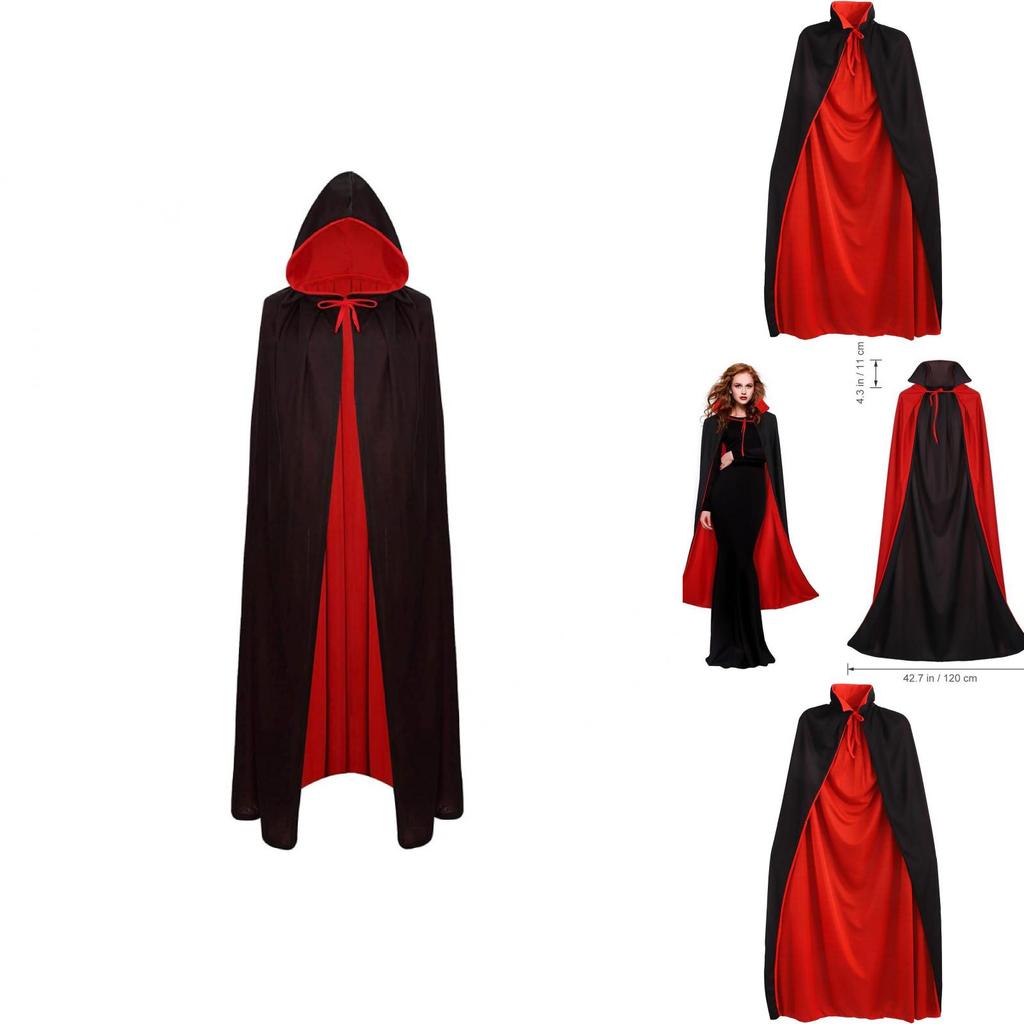 Vampire Costume Cloak With Hood For Halloween Cosplay Adults Dress Up Prop