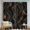 2Pcs Modern Art Curtains 3D Black Gold Streamline Pattern Living Room Bedroom Balcony Sunshade Fashion Decor Curtains
