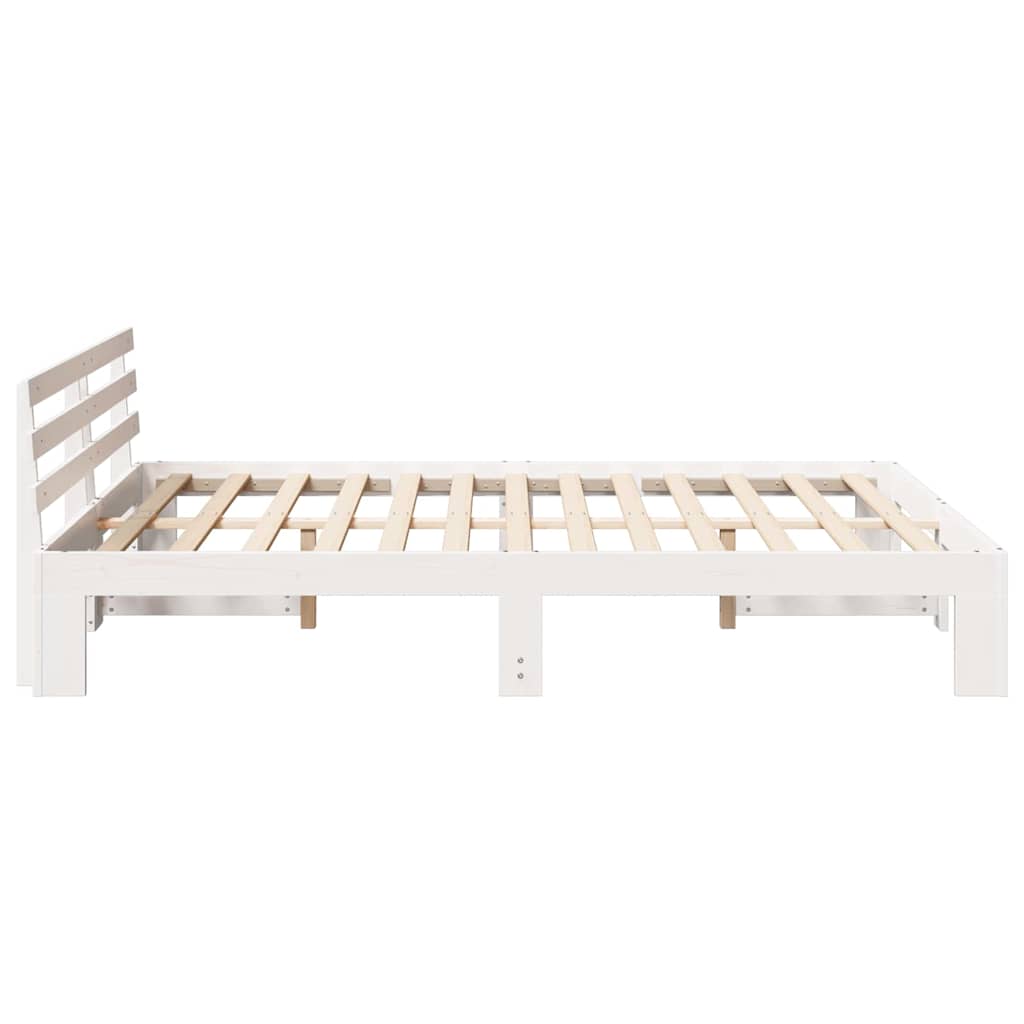 Bed Frame with Headboard White 140 x 200 cm Solid Pine Wood