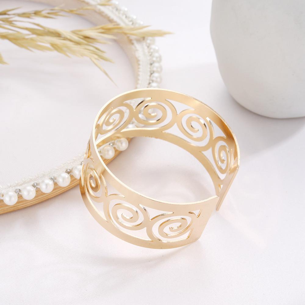 Handicraft Personality Punk Jewelry Spiral Pattern Hollow Opening Bracelet Tide Bracelet