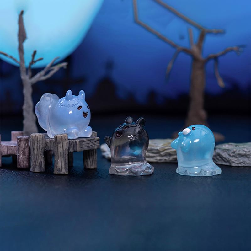 Mini Halloween Ornament Cartoon Ghost Doll Figurine Micro Landscape Home Decoration Dollhouse Model Car Interior Desktop Decor
