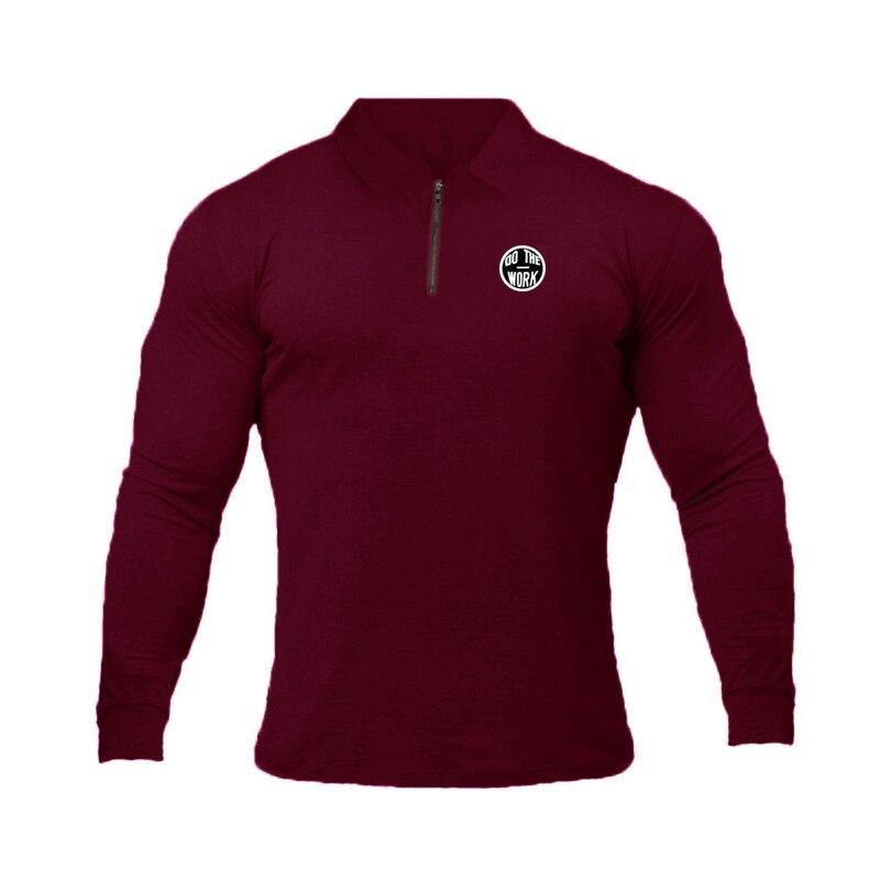 

Muscleguys, новые поступления, мужская рубашка поло на молнии, весенне-осенние молодежные красивые топы с отложным воротником XXL бордовый