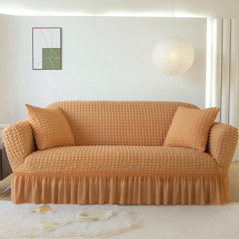 Dehnbarer Seersucker Sofabezug, Atmungsaktiv & Staubdicht; Passt auf L-förmige Dreisitzer-Chaiselongue.