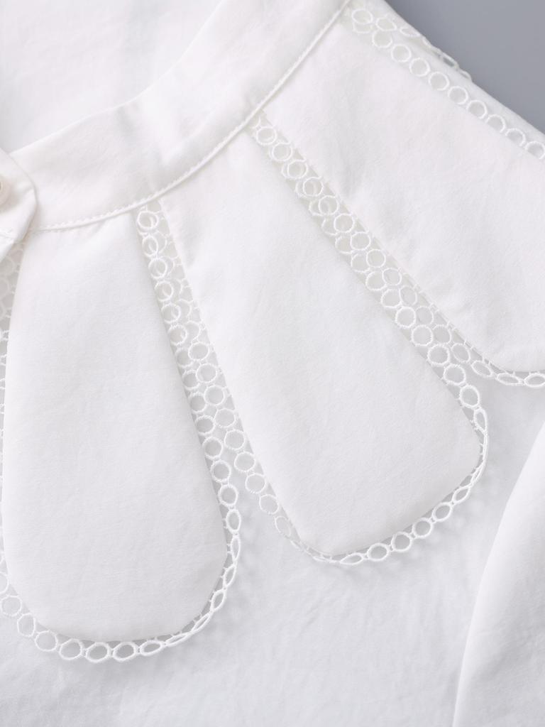 Nanyou Elegant French Petal Collar Women's Spring Shirt