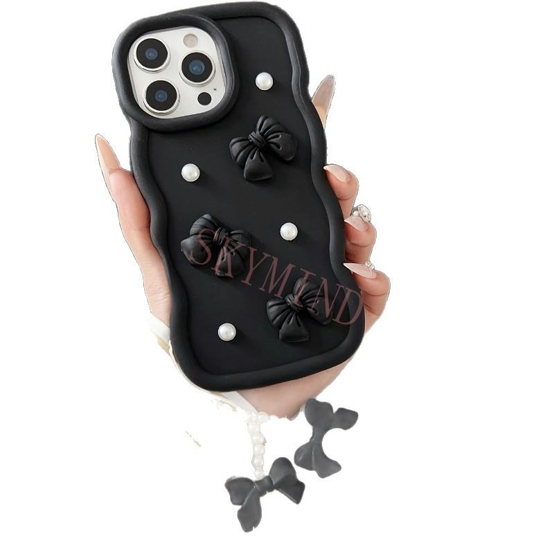 Anwendbar auf Apple 17 Handyhülle all-inclusive Perlen-Schleife 15 Apple 14 Anti-Drop-Abdeckung 1312 Kreatives Lanyard