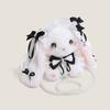 Macaron Lolita Plush Rabbit Crossbody Bag With Pearl Bow For Casual Travel