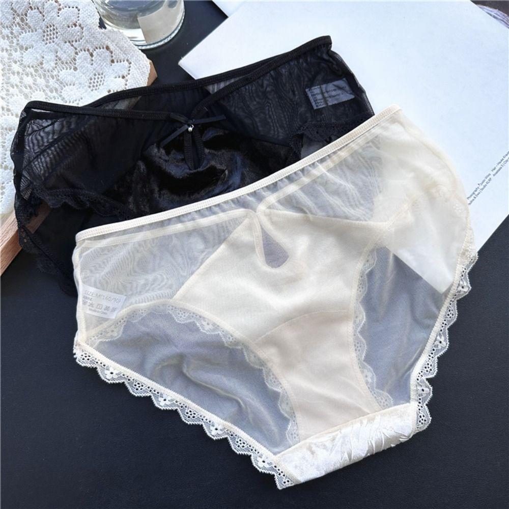 Low Waist Seamless Briefs Chinese Style Underwear for Women Sweet Lace Mesh Panties  Ladies