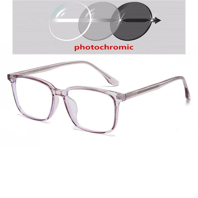 Transparent Gray Frame Blue Light Blocking Computer Eyeglasses Women Men TR90 Square Prescription Spectacles 0 -0.5 -0.75 To -6