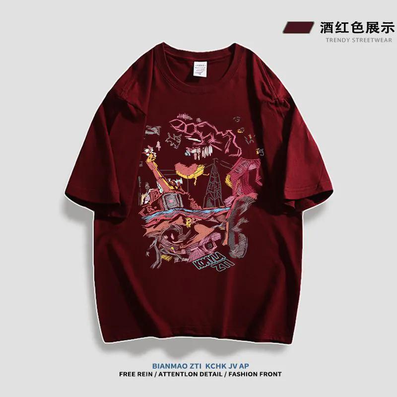 Men's Graffiti Print Crew Neck Short Sleeve Oversized Casual T Shirt