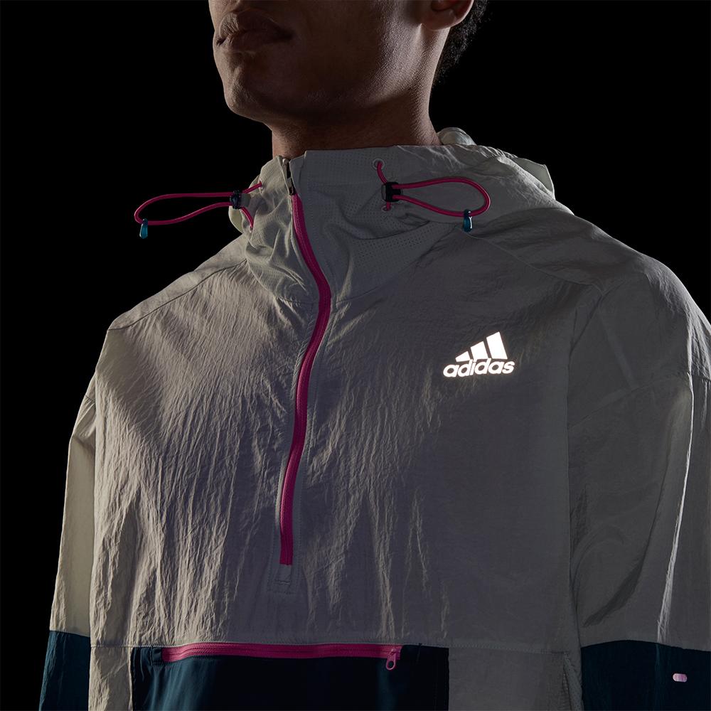 Adidas Adapt Running Jacket With Color Block Pockets And Half-Zip Hoodie Men Outerwear Green GN2179