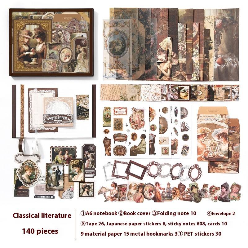 Classical Series Scrapbook Kit Journal Kit with A6 Notebook Stickers Scrapbooking Supplies for Teen Girl Kid Adult DIY Gift