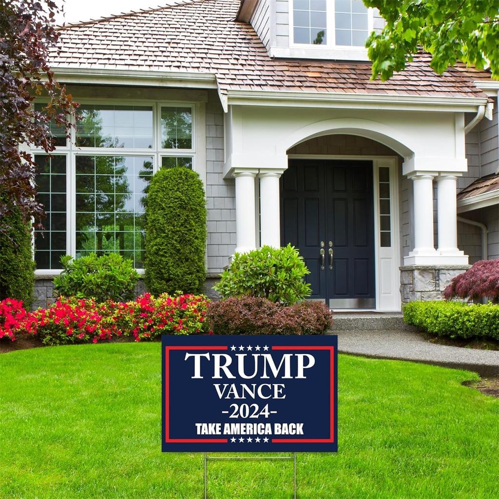 2024 Yard Sign With H-Stakes - Double Sided 18x12 Inch , Placard Voted For Signs Triggering Signs Decoration Outdoor Yard