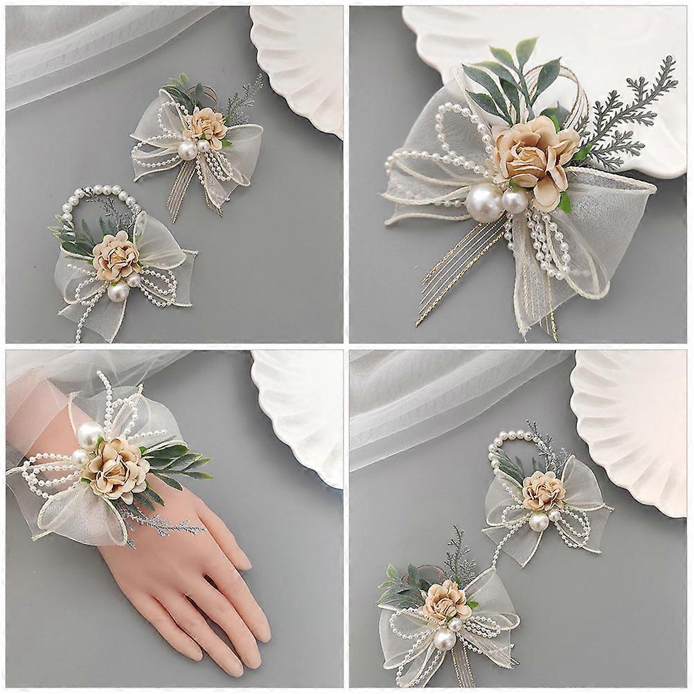 Wrist Corsage and Boutonniere Set for Decoration 10Pcs White Flowers