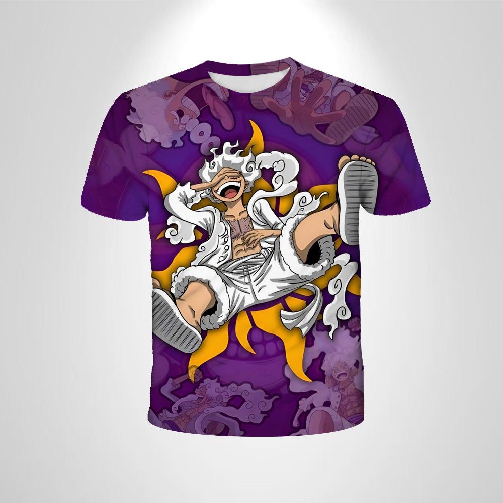 Anime One Piece Luffy Boy T-shirt CosPlay Short Sleeve Mens Cartoon Men's Top Loose Breathable Men's Casual Clothing