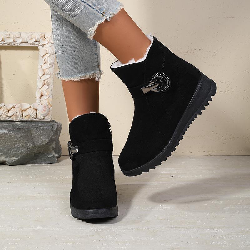 Women's Platform Snow Boots 2025 New Style, Thick Fleece & Suede Ankle Boots-Comfortable, Warm, Versatile Mom's Cotton Boots