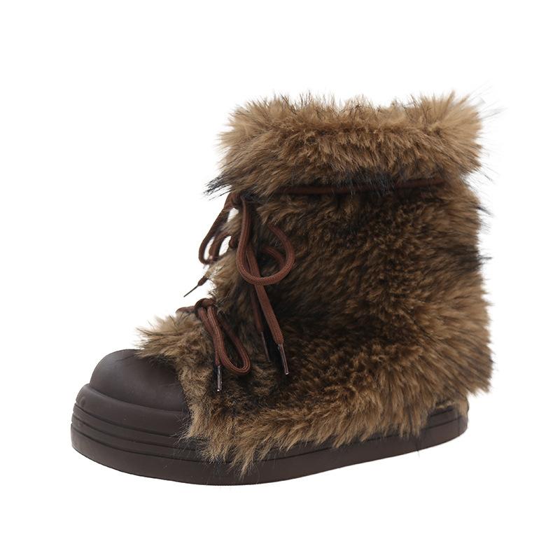 

Retro fleece thickened and heightened thick-soled snow boots women s 2025 new winter warm fluffy cotton boots 41