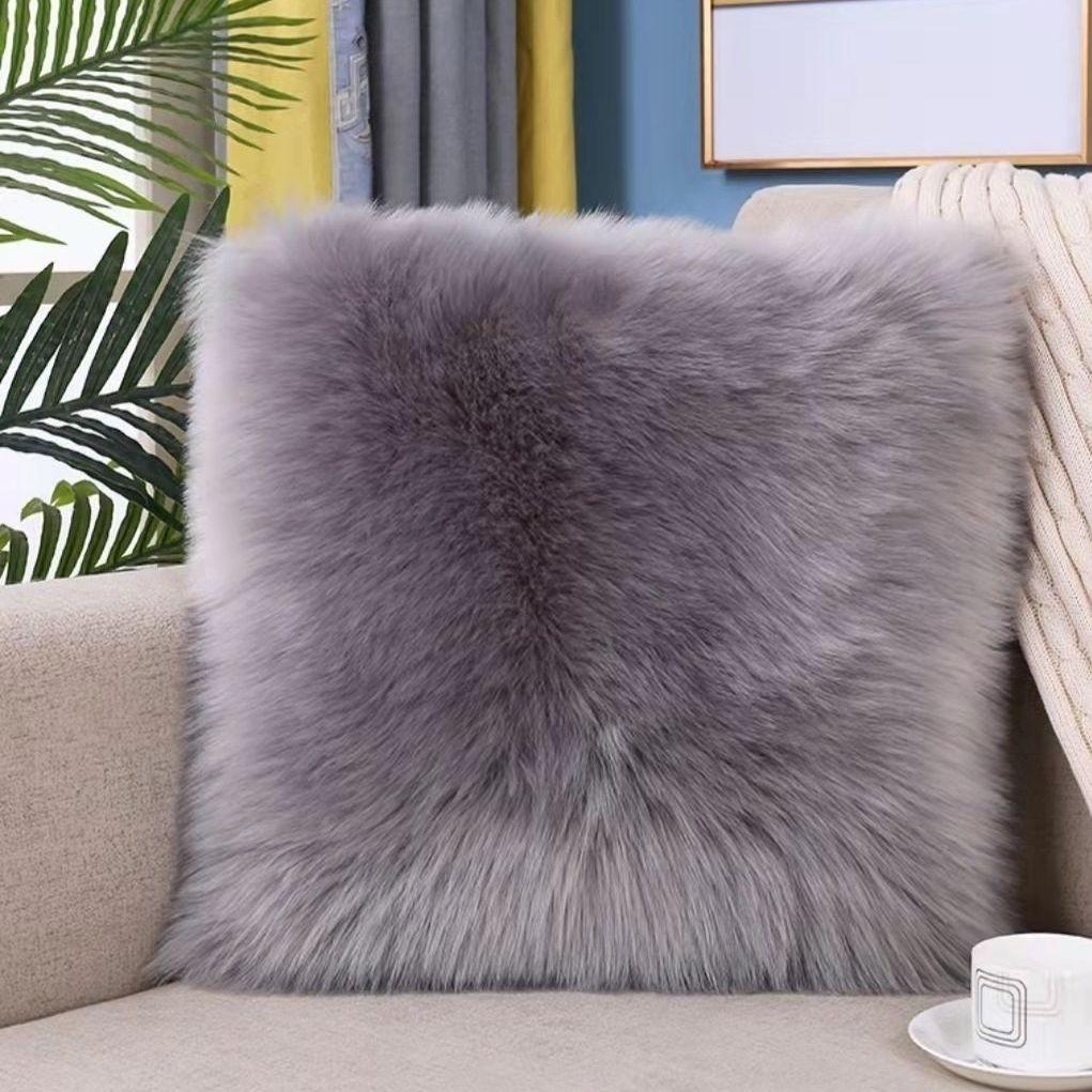 

Мягкий меховой чехол для подушки 45x45 см, уютная плюшевая декоративная наволочка для гостиной, декор для дивана, наволочка, белый, серый чехол для подушки 45cm*45cm square серый